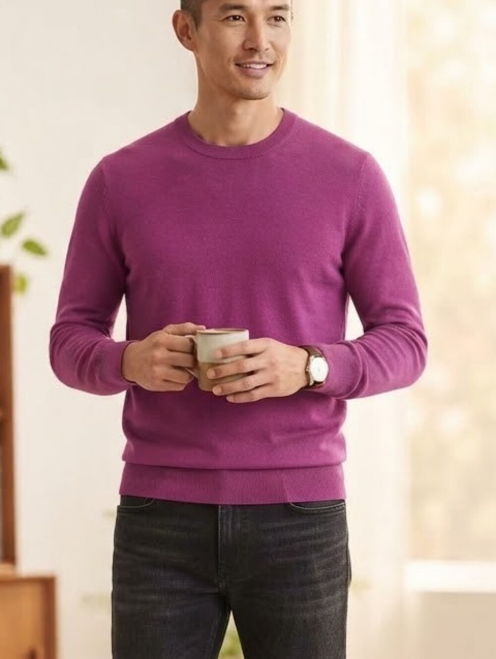 Brooks Brothers Men’s Purple Crew Neck Merino Wool / Cotton Sweater Size Medium